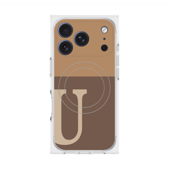 プレミアムスクエアケース with MagSafe［ オリジナル - initial two tone - U brown ］