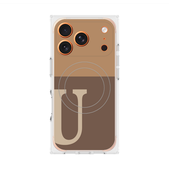 プレミアムスクエアケース with MagSafe［ オリジナル - initial two tone - U brown ］