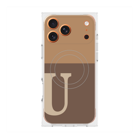 プレミアムスクエアケース with MagSafe［ オリジナル - initial two tone - U brown ］