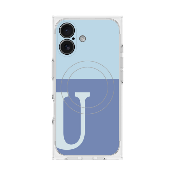 プレミアムスクエアケース with MagSafe［ オリジナル - initial two tone - U blue ］