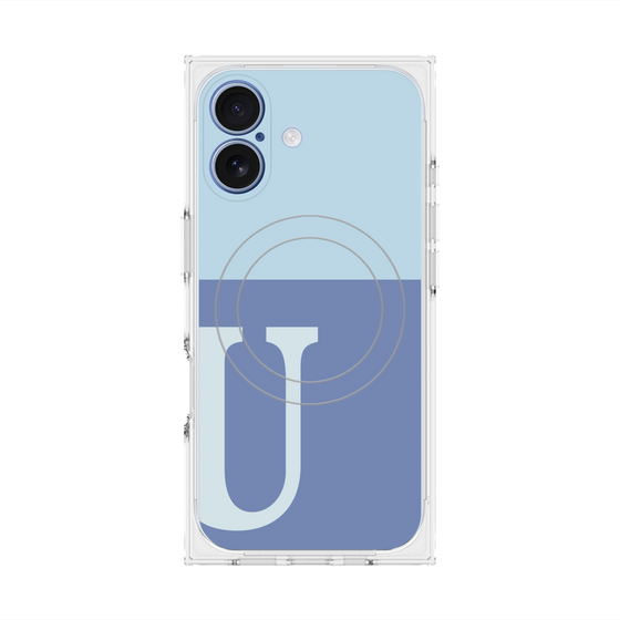 プレミアムスクエアケース with MagSafe［ オリジナル - initial two tone - U blue ］