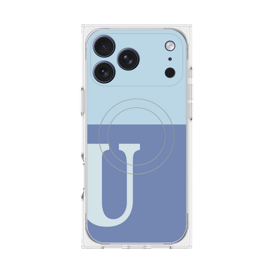 プレミアムスクエアケース with MagSafe［ オリジナル - initial two tone - U blue ］