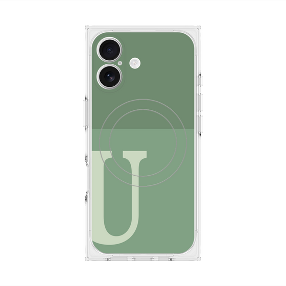 プレミアムスクエアケース with MagSafe［ オリジナル - initial two tone - U green ］