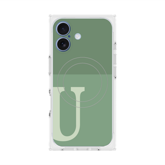プレミアムスクエアケース with MagSafe［ オリジナル - initial two tone - U green ］