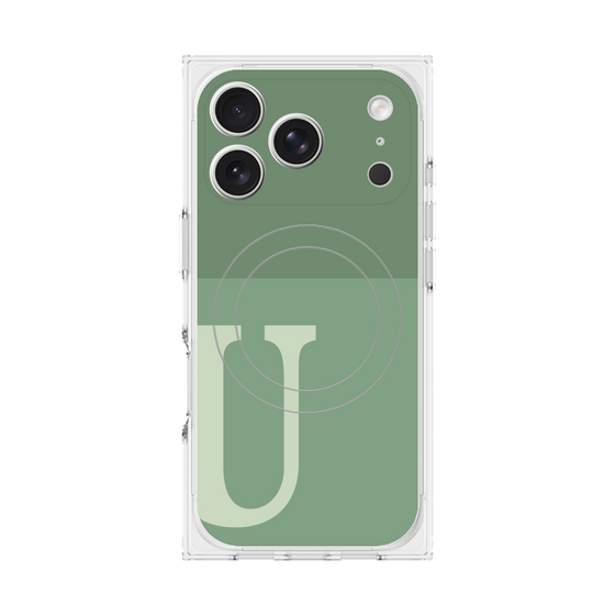 プレミアムスクエアケース with MagSafe［ オリジナル - initial two tone - U green ］