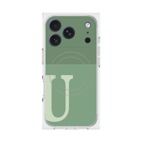 プレミアムスクエアケース with MagSafe［ オリジナル - initial two tone - U green ］