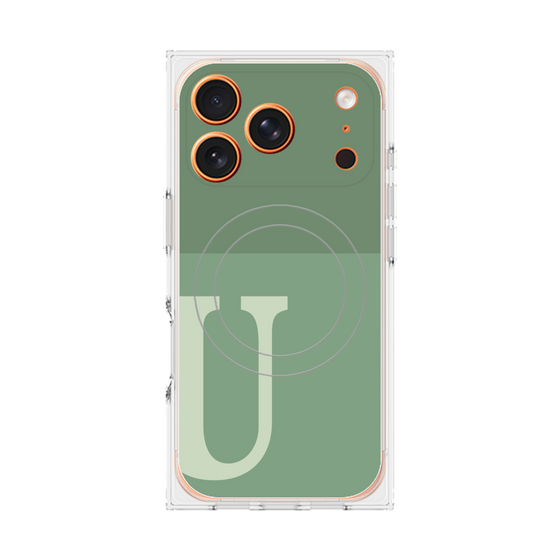 プレミアムスクエアケース with MagSafe［ オリジナル - initial two tone - U green ］