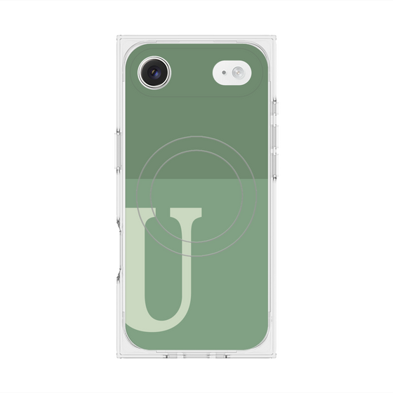 プレミアムスクエアケース with MagSafe［ オリジナル - initial two tone - U green ］