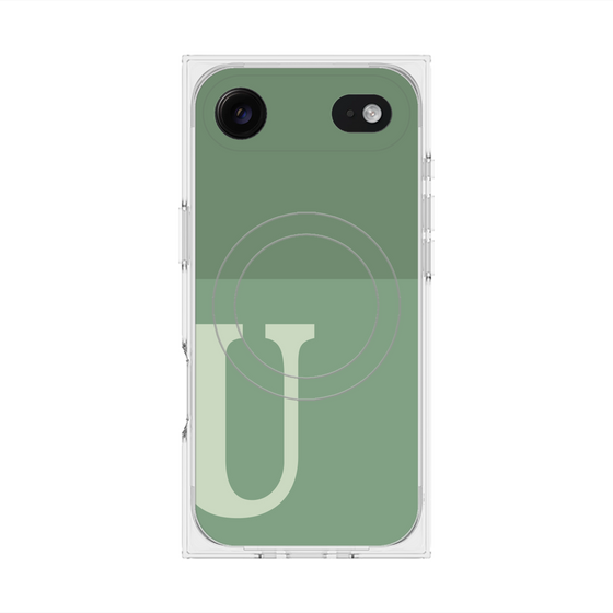 プレミアムスクエアケース with MagSafe［ オリジナル - initial two tone - U green ］