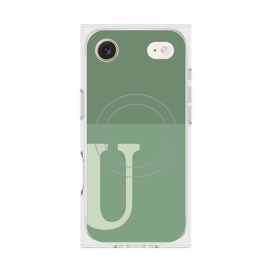 プレミアムスクエアケース with MagSafe［ オリジナル - initial two tone - U green ］