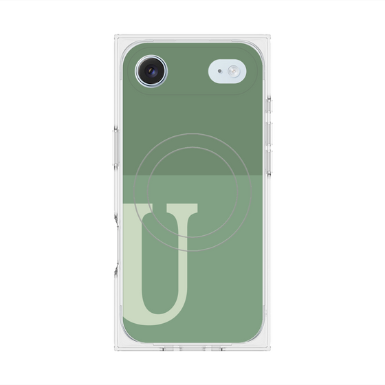 プレミアムスクエアケース with MagSafe［ オリジナル - initial two tone - U green ］
