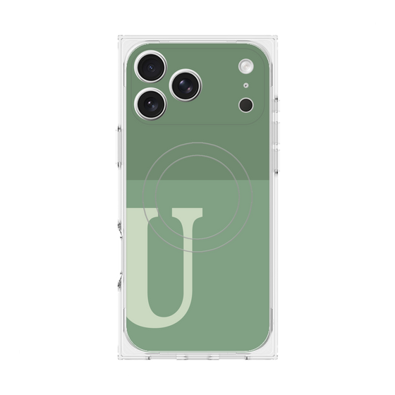 プレミアムスクエアケース with MagSafe［ オリジナル - initial two tone - U green ］
