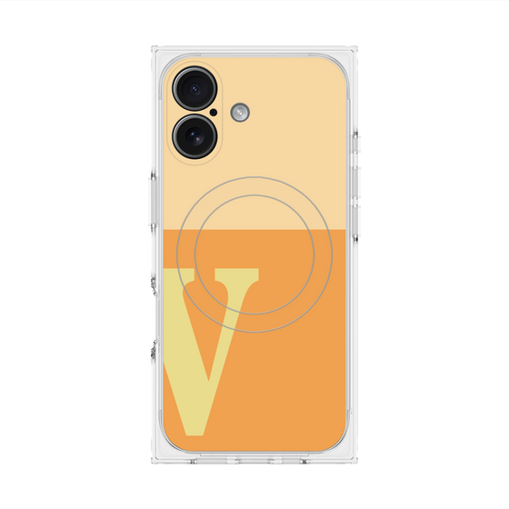 プレミアムスクエアケース with MagSafe［ オリジナル - initial two tone - V orange ］