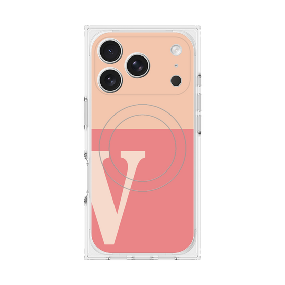 プレミアムスクエアケース with MagSafe［ オリジナル - initial two tone - V pink ］