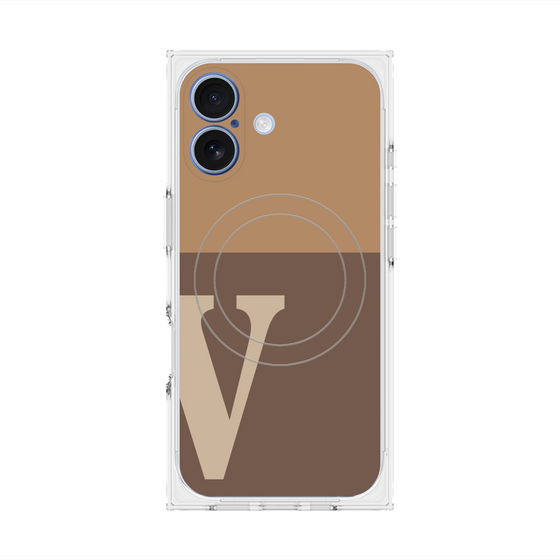 プレミアムスクエアケース with MagSafe［ オリジナル - initial two tone - V brown ］