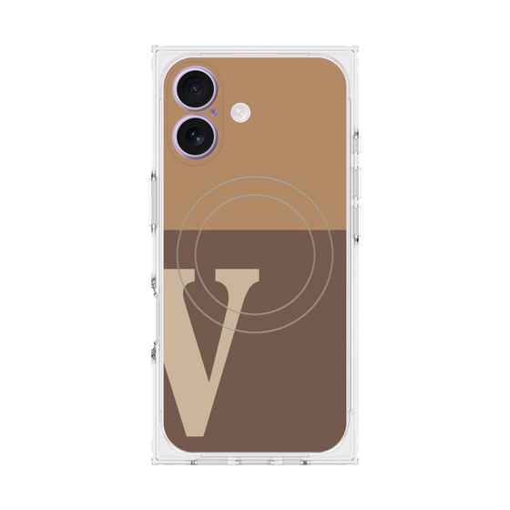 プレミアムスクエアケース with MagSafe［ オリジナル - initial two tone - V brown ］