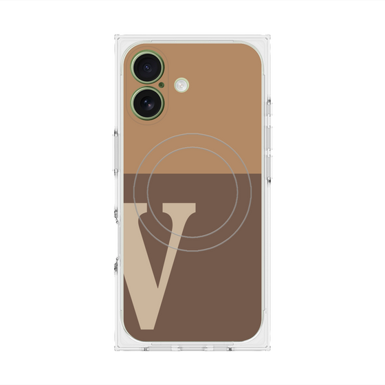 プレミアムスクエアケース with MagSafe［ オリジナル - initial two tone - V brown ］