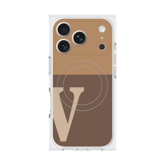 プレミアムスクエアケース with MagSafe［ オリジナル - initial two tone - V brown ］