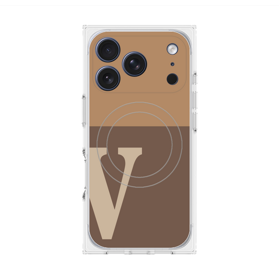 プレミアムスクエアケース with MagSafe［ オリジナル - initial two tone - V brown ］
