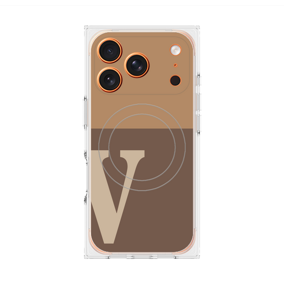 プレミアムスクエアケース with MagSafe［ オリジナル - initial two tone - V brown ］