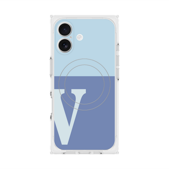 プレミアムスクエアケース with MagSafe［ オリジナル - initial two tone - V blue ］