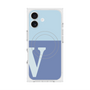 プレミアムスクエアケース with MagSafe［ オリジナル - initial two tone - V blue ］