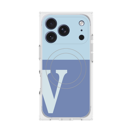 プレミアムスクエアケース with MagSafe［ オリジナル - initial two tone - V blue ］