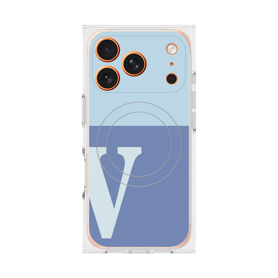 プレミアムスクエアケース with MagSafe［ オリジナル - initial two tone - V blue ］