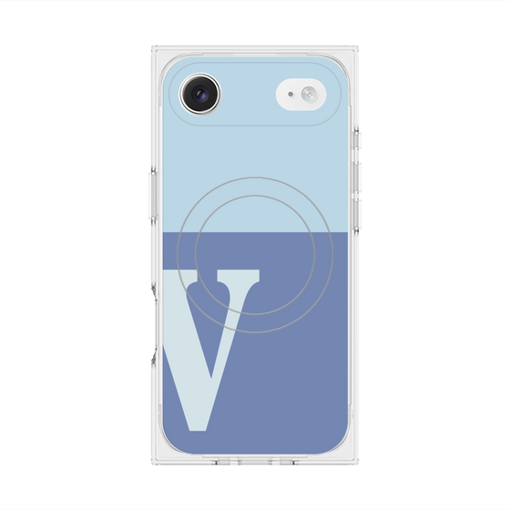 プレミアムスクエアケース with MagSafe［ オリジナル - initial two tone - V blue ］