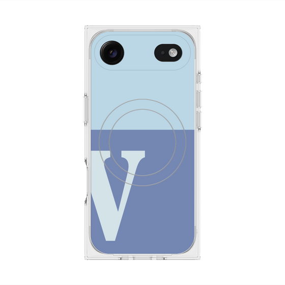 プレミアムスクエアケース with MagSafe［ オリジナル - initial two tone - V blue ］