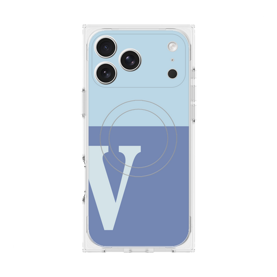 プレミアムスクエアケース with MagSafe［ オリジナル - initial two tone - V blue ］