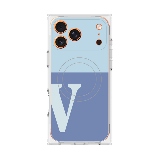 プレミアムスクエアケース with MagSafe［ オリジナル - initial two tone - V blue ］