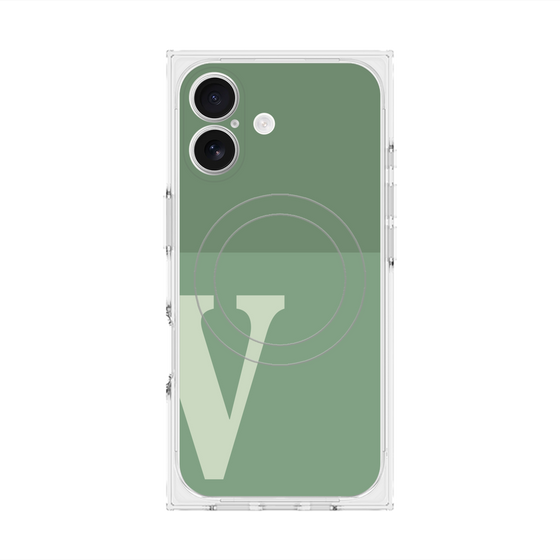 プレミアムスクエアケース with MagSafe［ オリジナル - initial two tone - V green ］