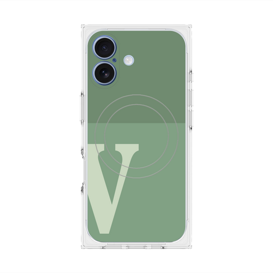 プレミアムスクエアケース with MagSafe［ オリジナル - initial two tone - V green ］