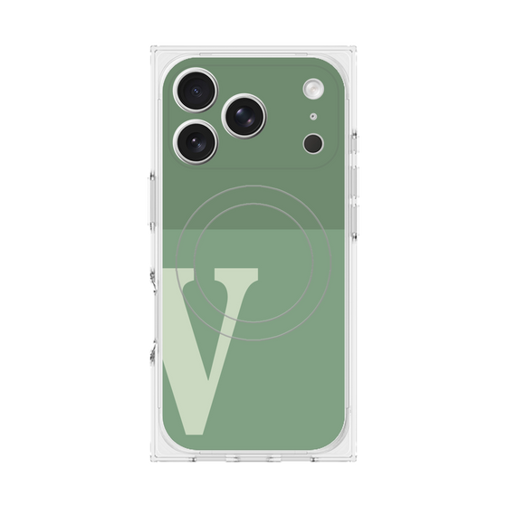 プレミアムスクエアケース with MagSafe［ オリジナル - initial two tone - V green ］
