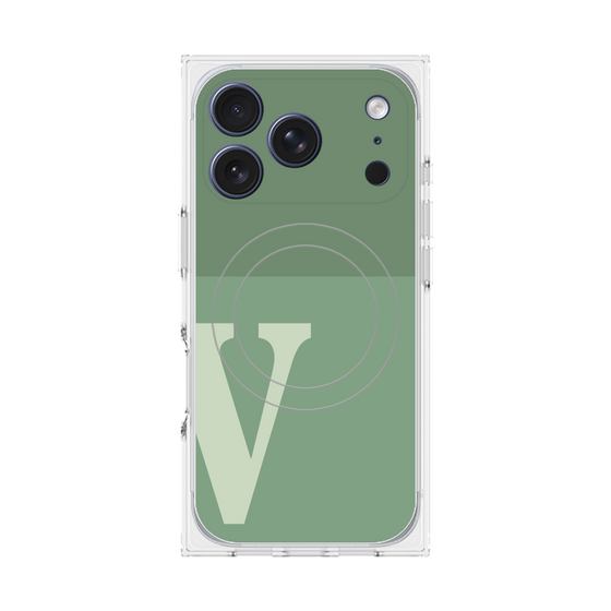 プレミアムスクエアケース with MagSafe［ オリジナル - initial two tone - V green ］