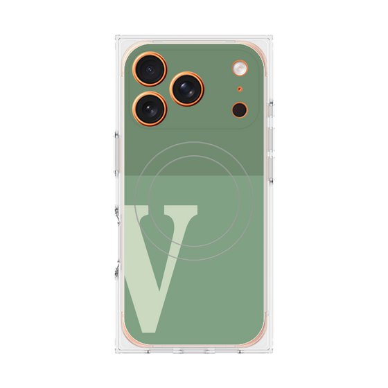 プレミアムスクエアケース with MagSafe［ オリジナル - initial two tone - V green ］