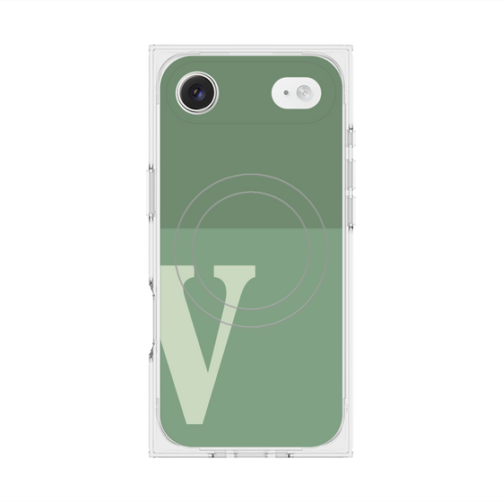 プレミアムスクエアケース with MagSafe［ オリジナル - initial two tone - V green ］