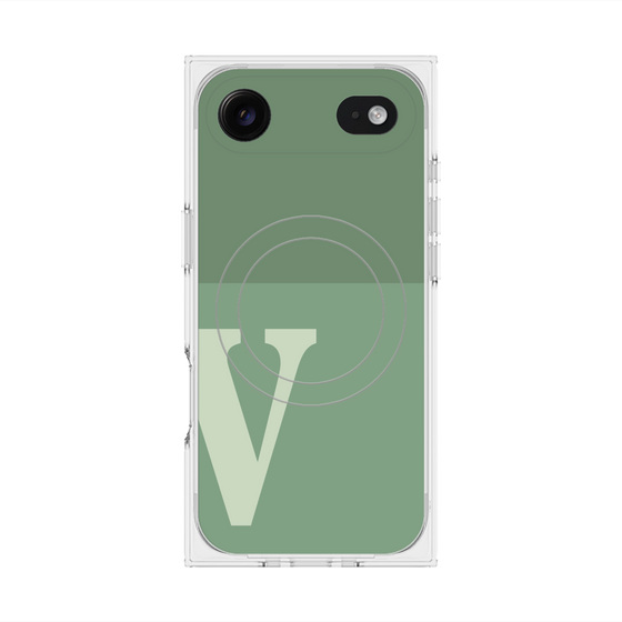 プレミアムスクエアケース with MagSafe［ オリジナル - initial two tone - V green ］