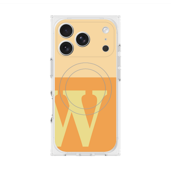 プレミアムスクエアケース with MagSafe［ オリジナル - initial two tone - W orange ］