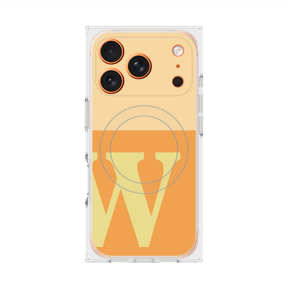 プレミアムスクエアケース with MagSafe［ オリジナル - initial two tone - W orange ］