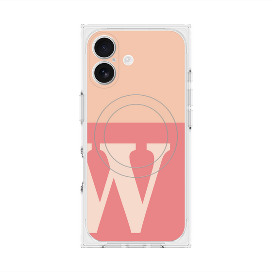 プレミアムスクエアケース with MagSafe［ オリジナル - initial two tone - W pink ］