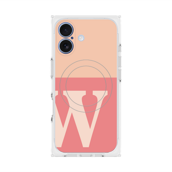 プレミアムスクエアケース with MagSafe［ オリジナル - initial two tone - W pink ］