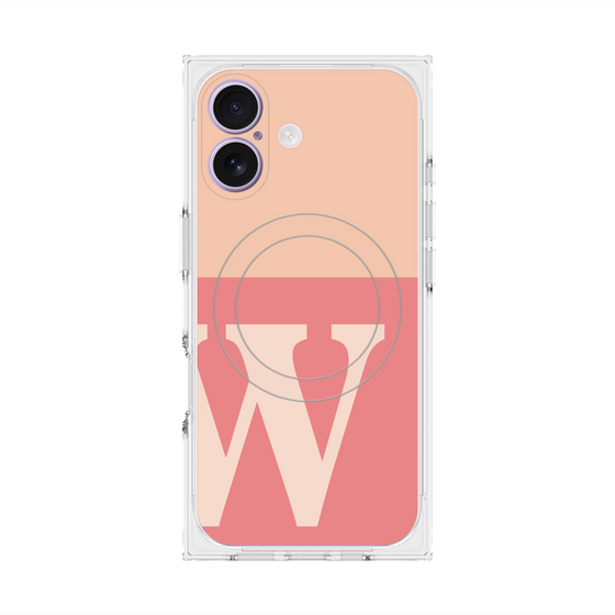 プレミアムスクエアケース with MagSafe［ オリジナル - initial two tone - W pink ］