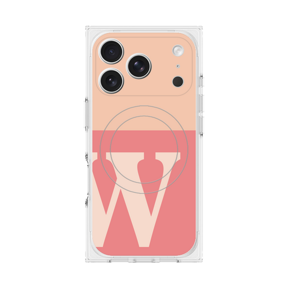 プレミアムスクエアケース with MagSafe［ オリジナル - initial two tone - W pink ］
