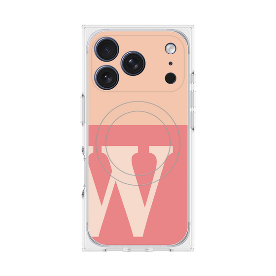 プレミアムスクエアケース with MagSafe［ オリジナル - initial two tone - W pink ］
