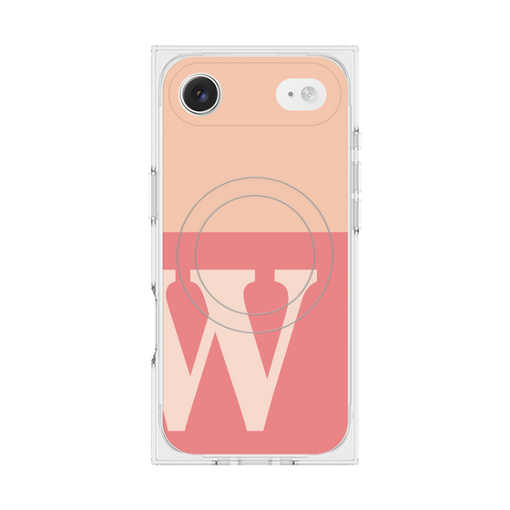 プレミアムスクエアケース with MagSafe［ オリジナル - initial two tone - W pink ］