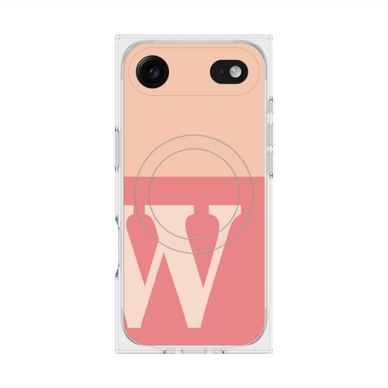 プレミアムスクエアケース with MagSafe［ オリジナル - initial two tone - W pink ］