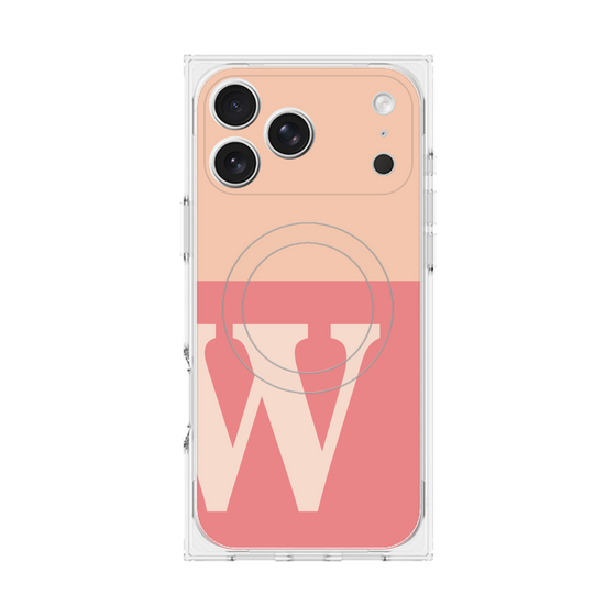 プレミアムスクエアケース with MagSafe［ オリジナル - initial two tone - W pink ］