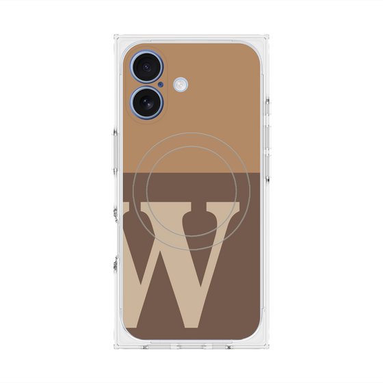 プレミアムスクエアケース with MagSafe［ オリジナル - initial two tone - W brown ］